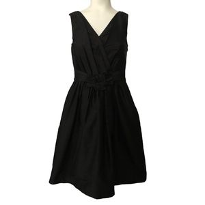 WHBM Black Silk Dress Classy Sexy V-neck Flower